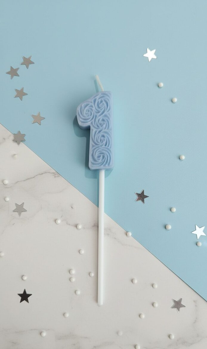 Dabīgā vaska kūku toperis-svecīte ar ciparu "1" 